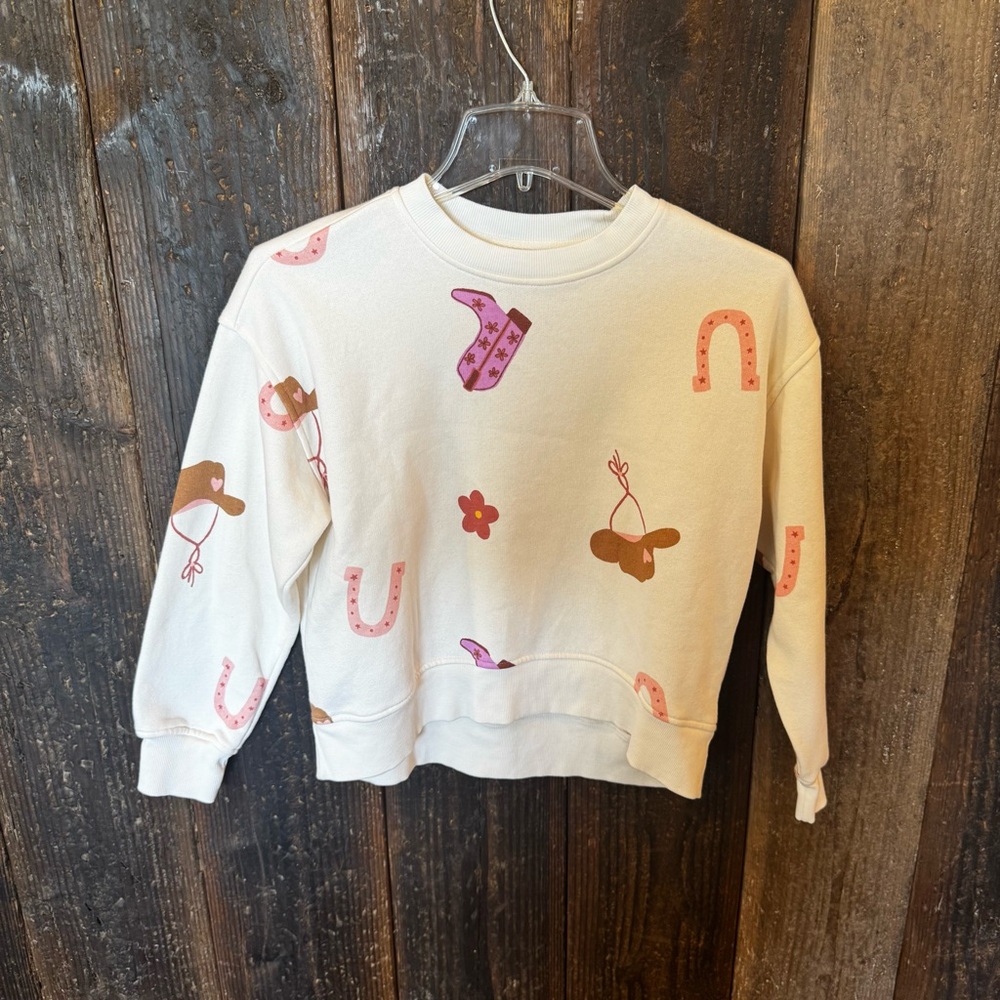 Old Navy Cream Sweatshirt with Pink and Brown Details - Picture 2 of 4
